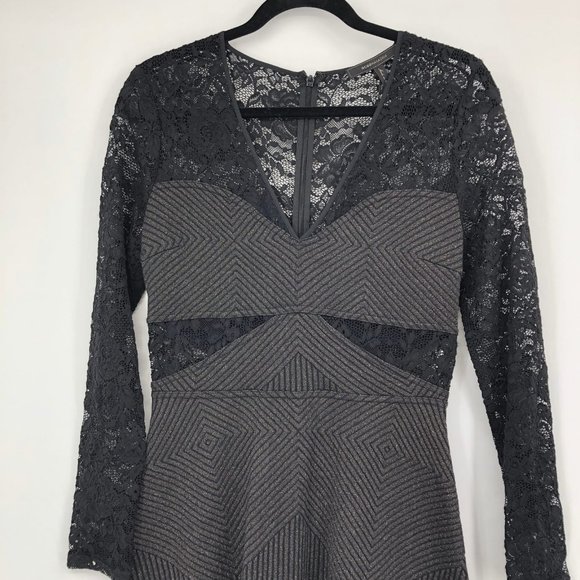 BCBGMaxAzria Black V-Neck Fit & Flare Dress | Versatile for All Seasons - Picture 5 of 6